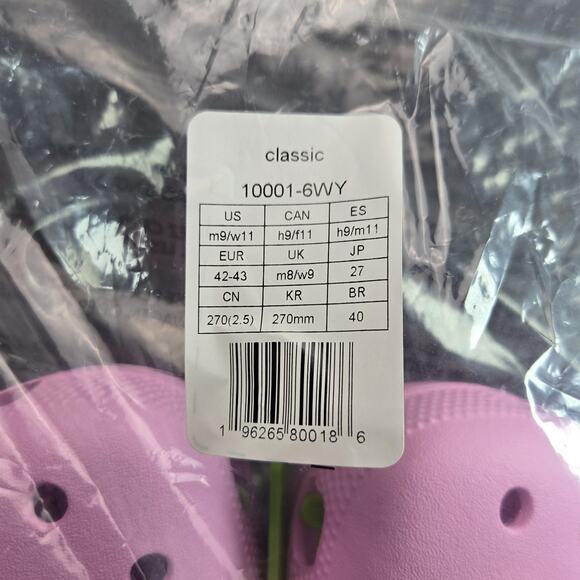 NEW Crocs Classic Slip On Clogs Mens Size 9 Sandals Water Friendly Tweed Pink - Picture 13 of 13